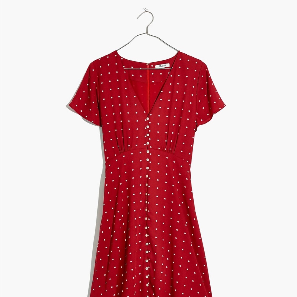 SOLD Button-Front Swing Dress in Grid Dot